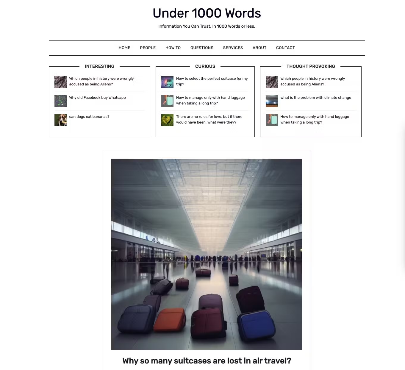 Under 1000 words homepage